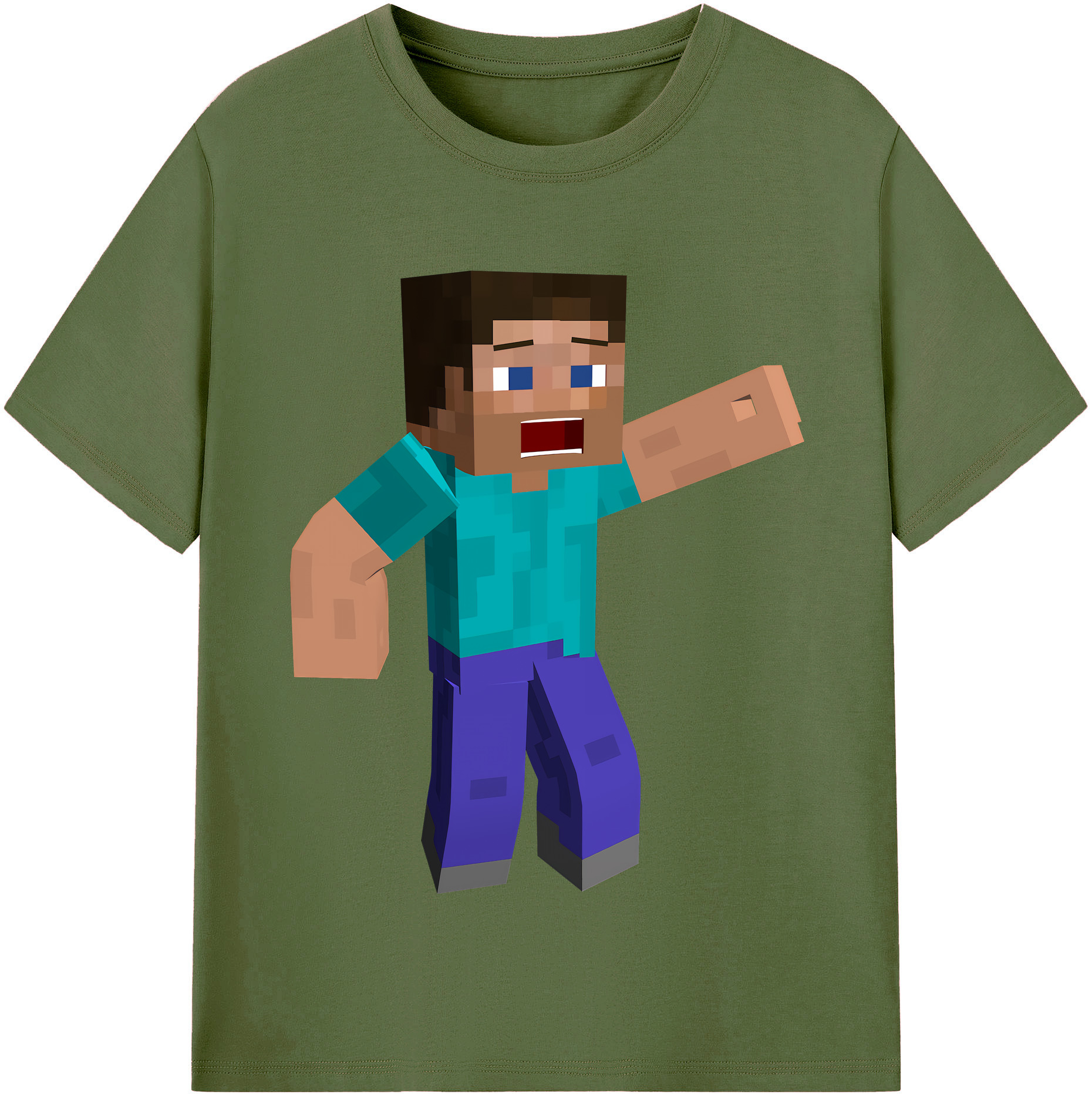 （画像用） マインクラフト ブロックの世界 Minecraft MC Block world 綿100％半袖Tシャツ（フロントプリント）